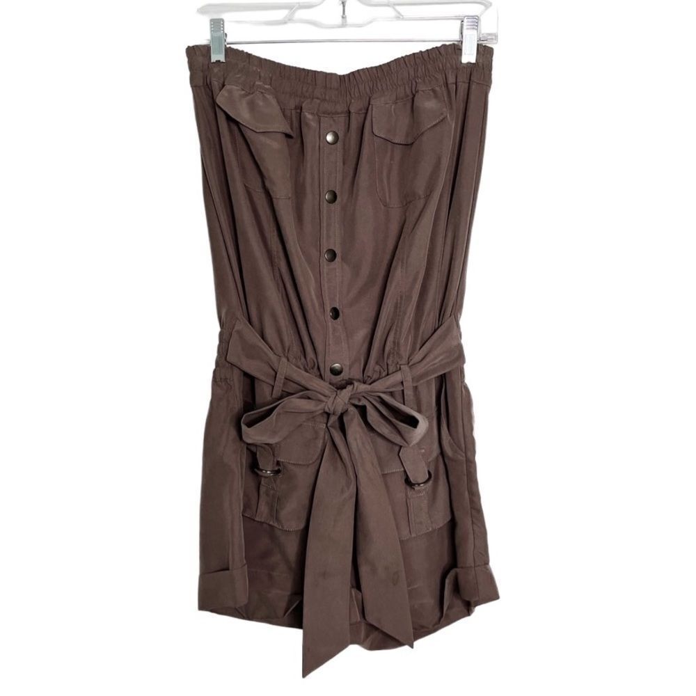 Anthropologie Brown Button-Front Romper